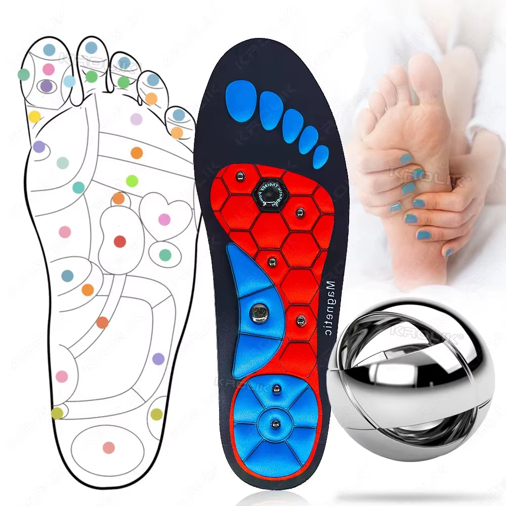 1 Pair Magnetic Insoles Massage Inserts Massage Shoes Inserts Footwear Insoles for Men Women Breathable Orthopedic Shoes Inserts