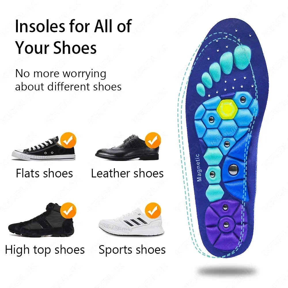 1 Pair Magnetic Insoles Massage Inserts Massage Shoes Inserts Footwear Insoles for Men Women Breathable Orthopedic Shoes Inserts