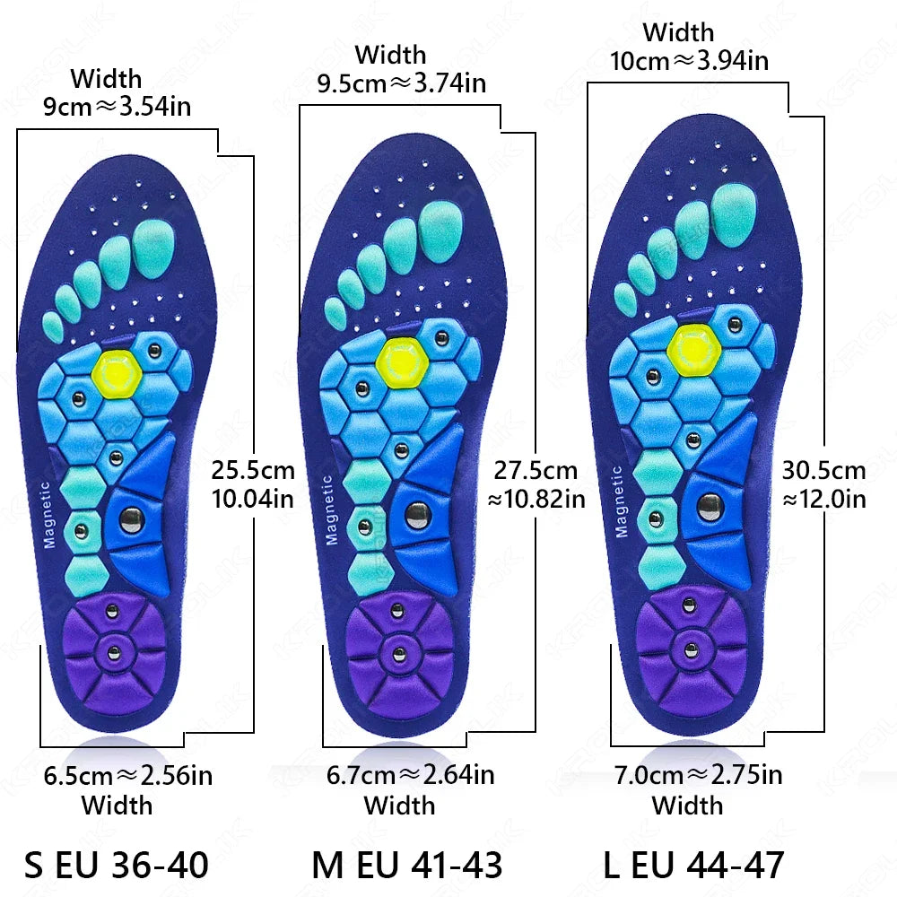 1 Pair Magnetic Insoles Massage Inserts Massage Shoes Inserts Footwear Insoles for Men Women Breathable Orthopedic Shoes Inserts