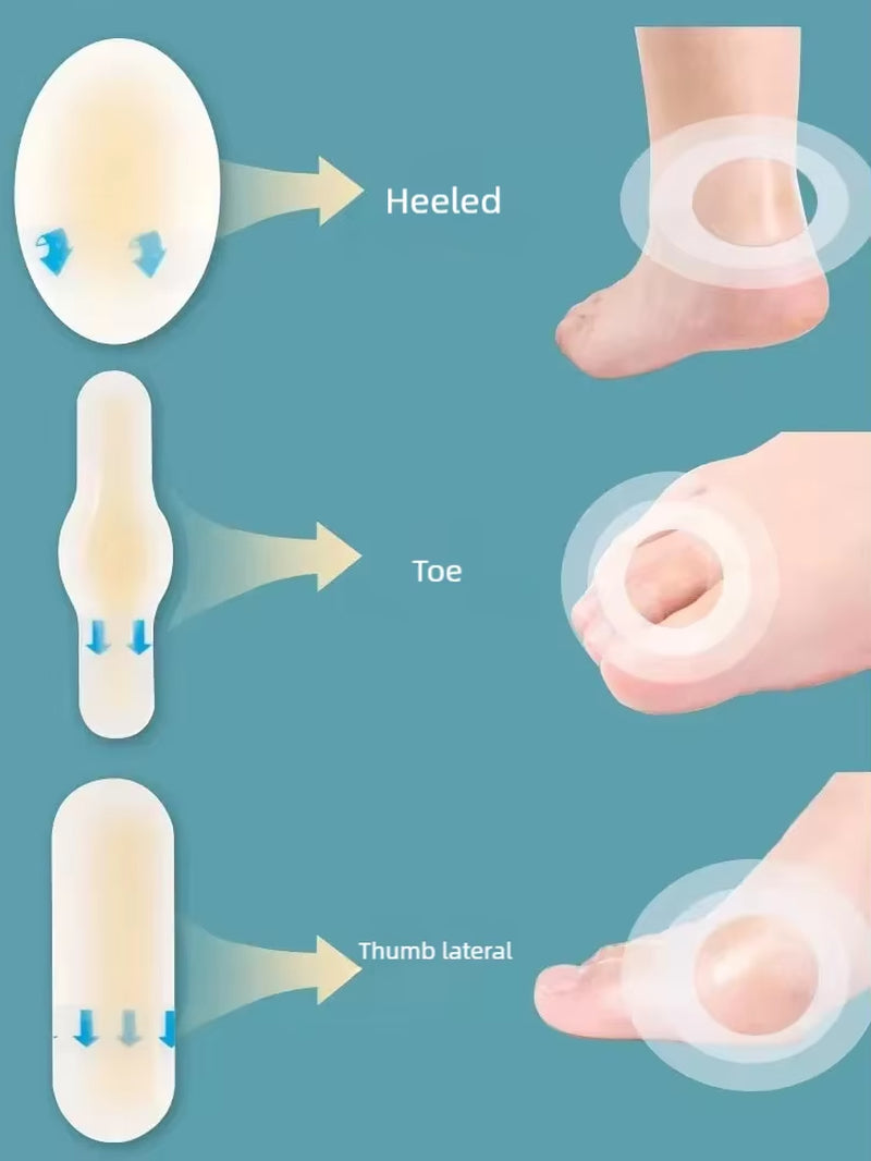 20Pcs Blister Plasters Invisible Hydrocolloid Gel Blister Bandages Blister Cushion Pad for Heel Foot Toe and Guard Skin
