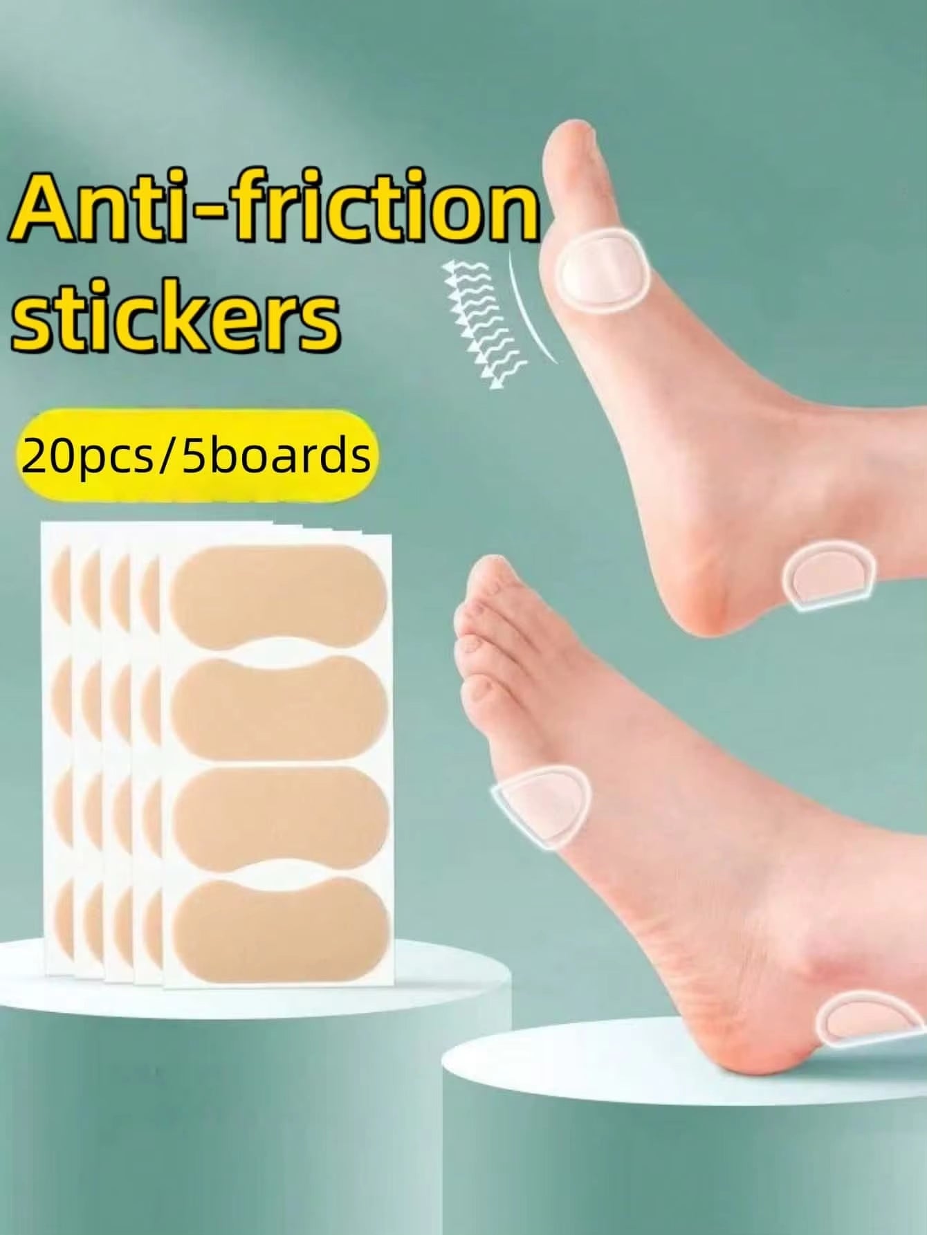 20Pcs Blister Plasters Invisible Hydrocolloid Gel Blister Bandages Blister Cushion Pad for Heel Foot Toe and Guard Skin
